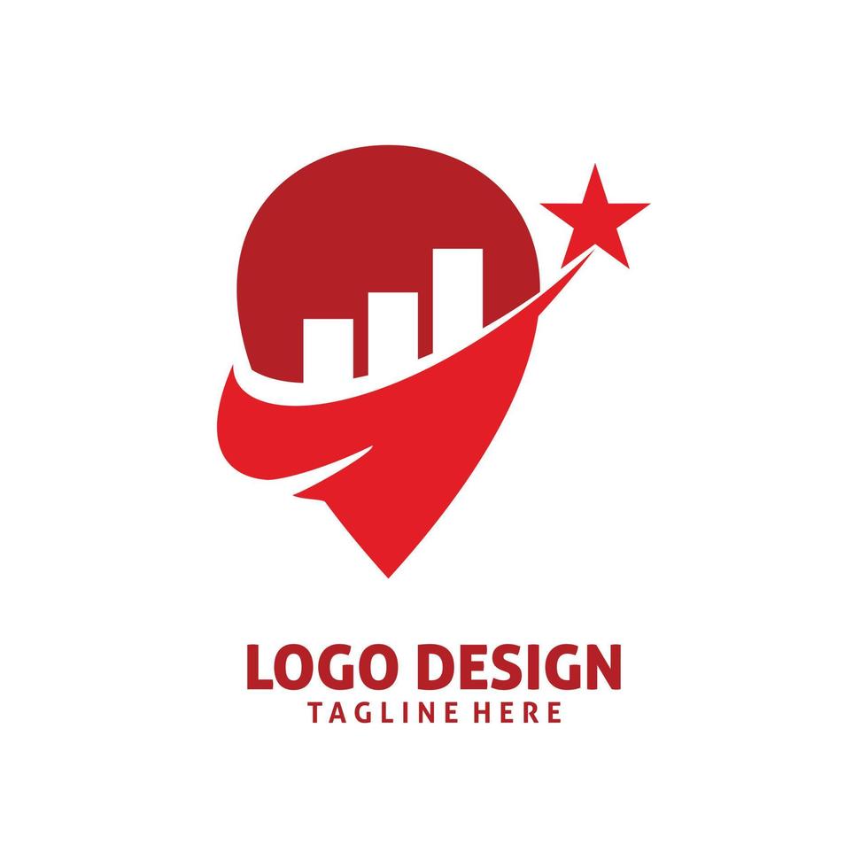diseño de logotipo de estrella de gráfico de pin rojo vector