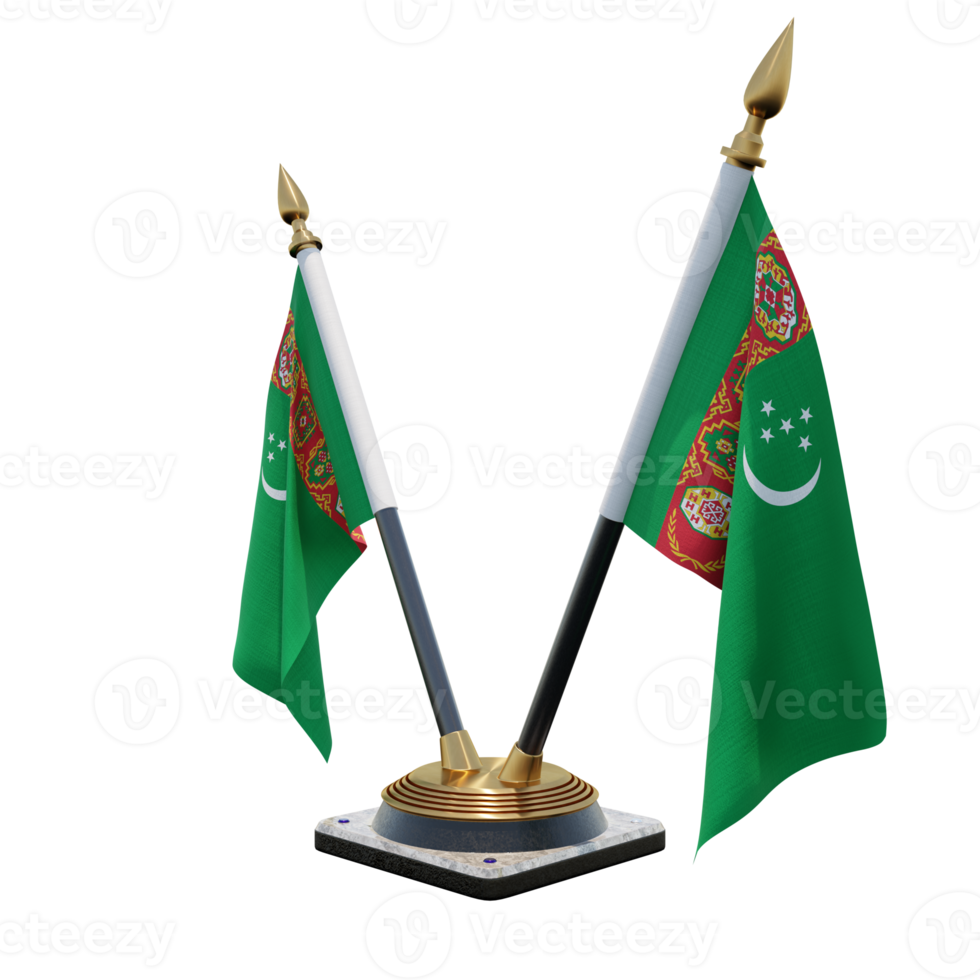 Turkmenistan 3d illustration Double V Desk Flag Stand png