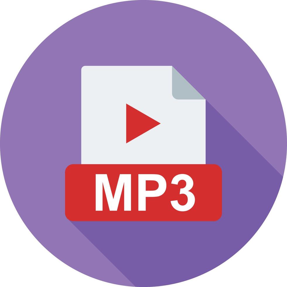 icono de sombra larga plana mp3 vector