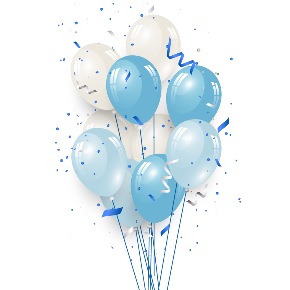 globos de decoración de cumpleaños azul de lujo png