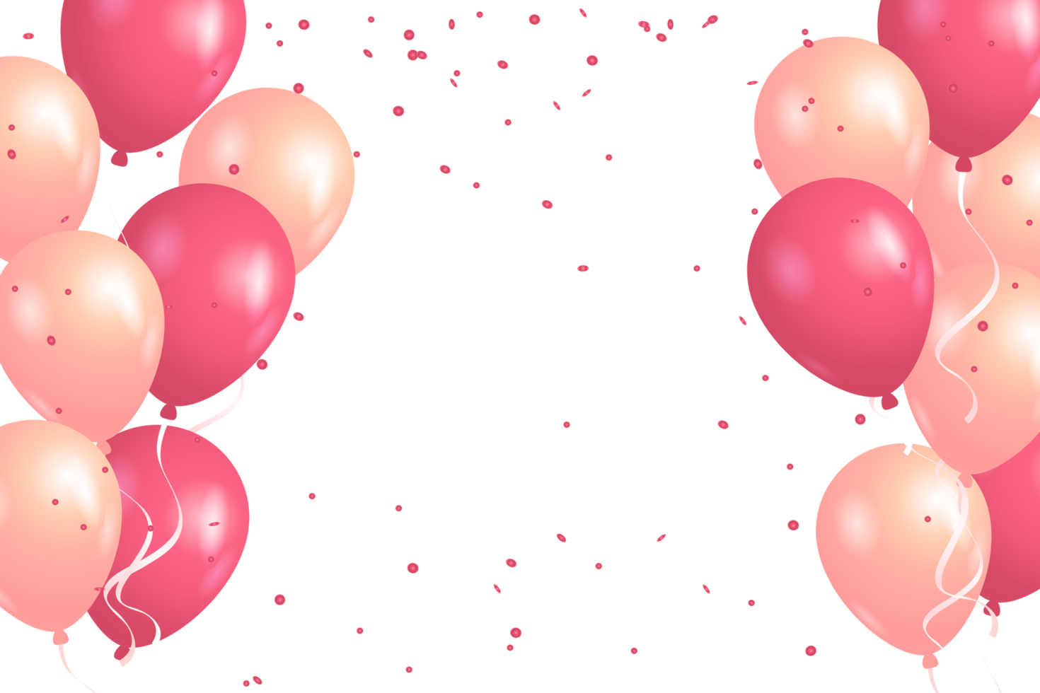 confettis et bordure de célébration d'anniversaire de ballon rose de luxe png