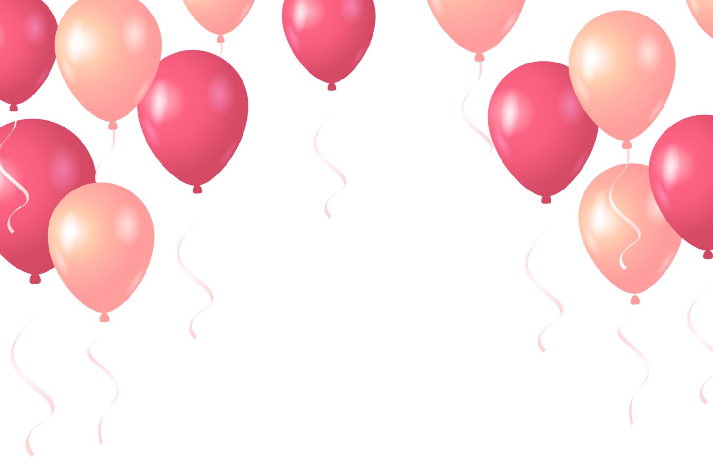 fronteira de celebração de aniversário de balão rosa de luxo e confete png
