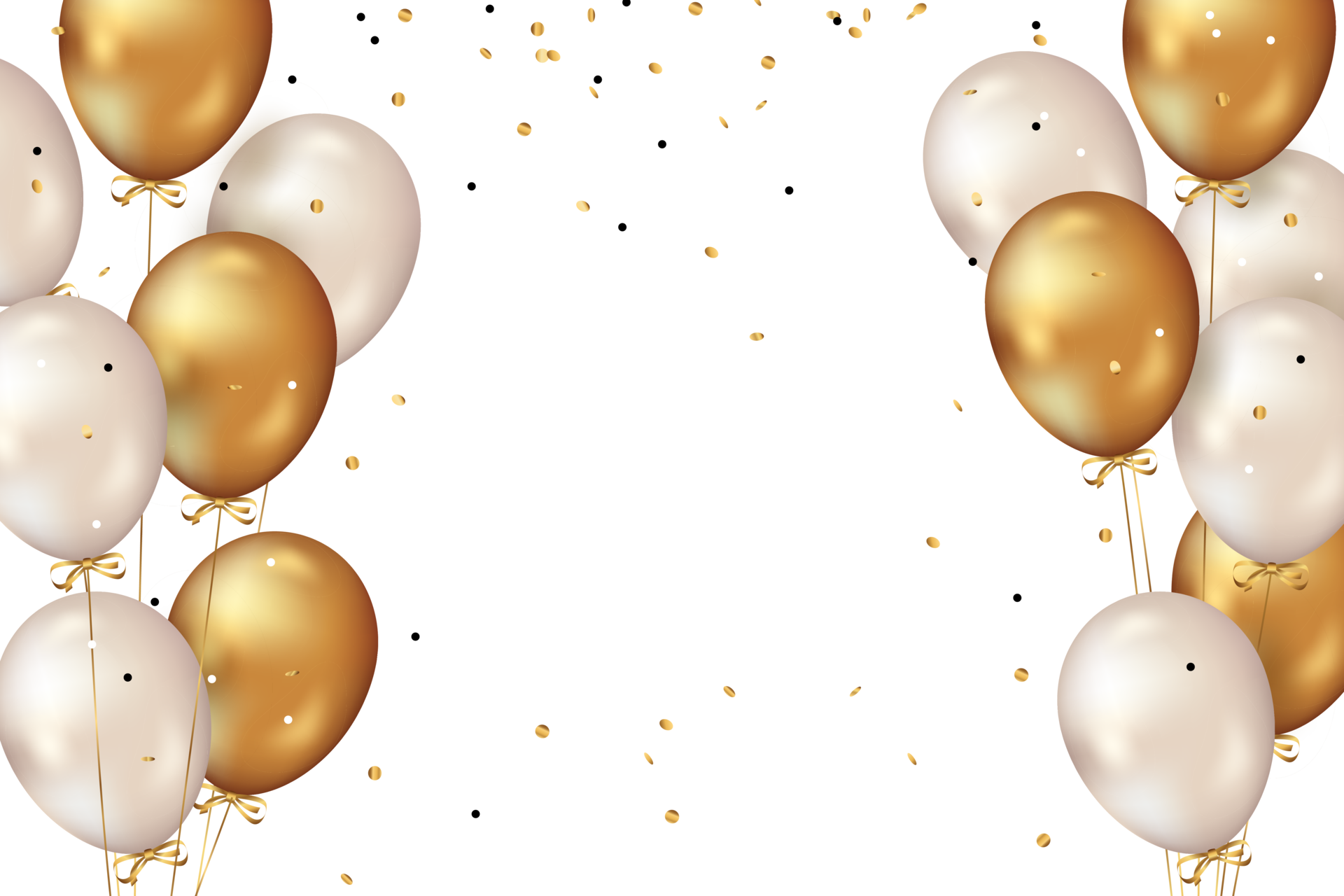 Confetti And Luxury Gold Balloon Birthday Celebration Border 11236431 Png