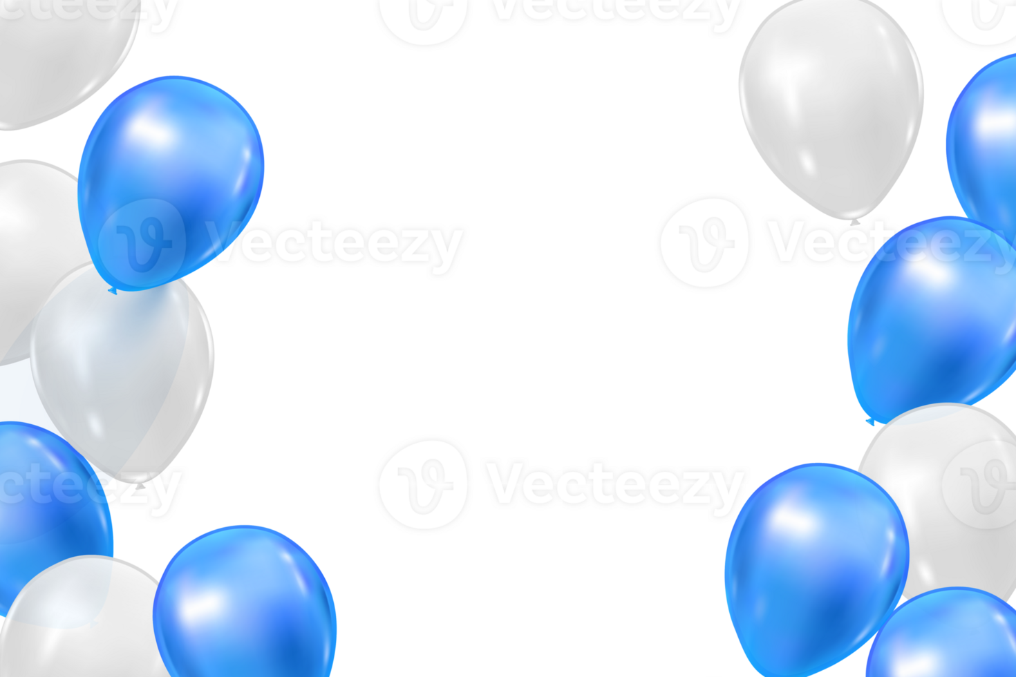 Confetti And luxury blue Balloon Birthday Celebration border png