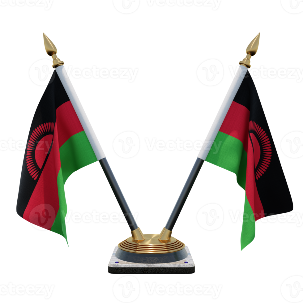 Malawi 3d illustration Double V Desk Flag Stand png