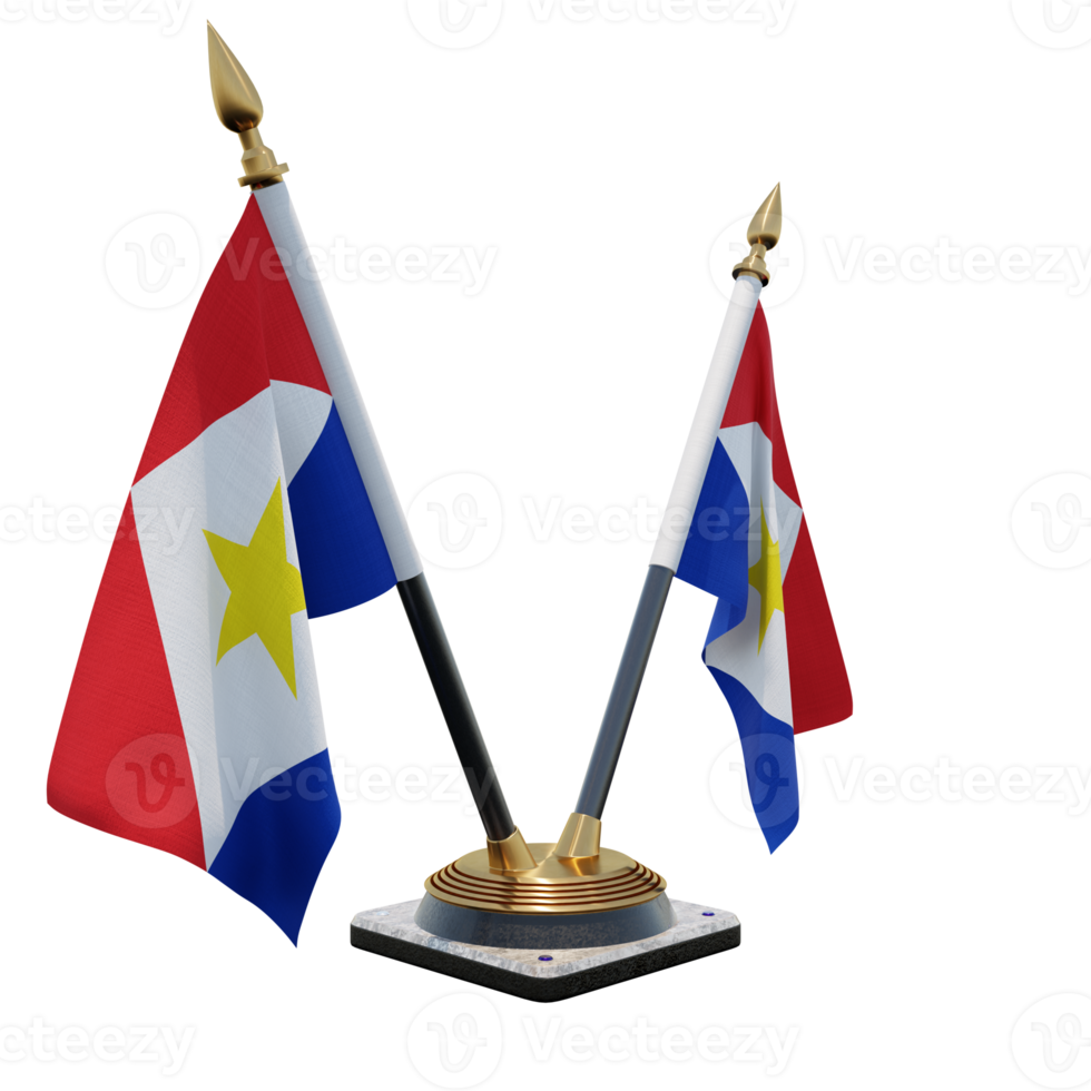 Saba 3d illustration Double V Desk Flag Stand png