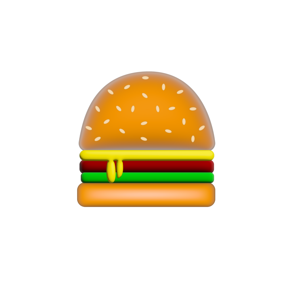 burger design med 3d stil och färgrik. png