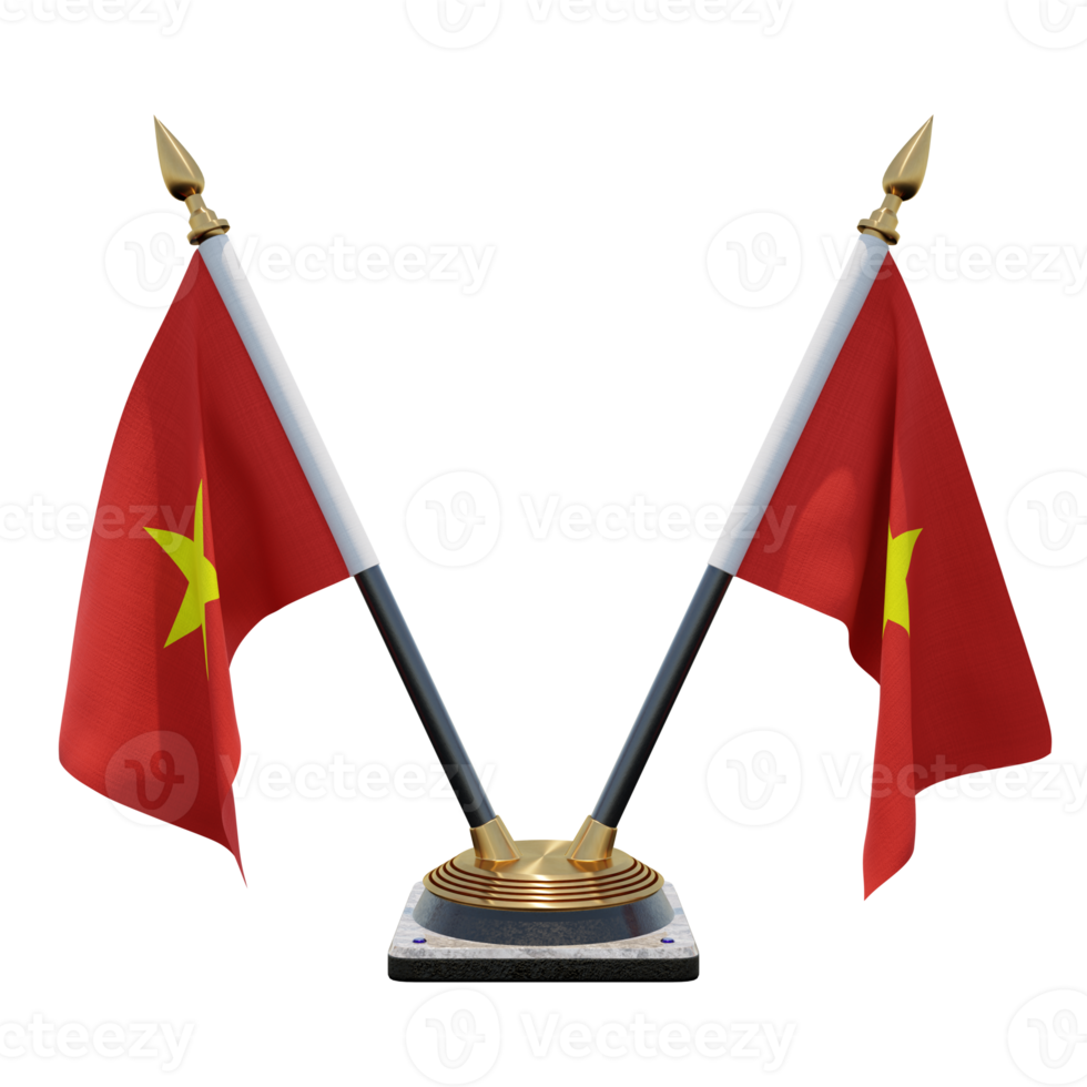 vietnam 3d illustration dubbel- v skrivbord flagga stå png
