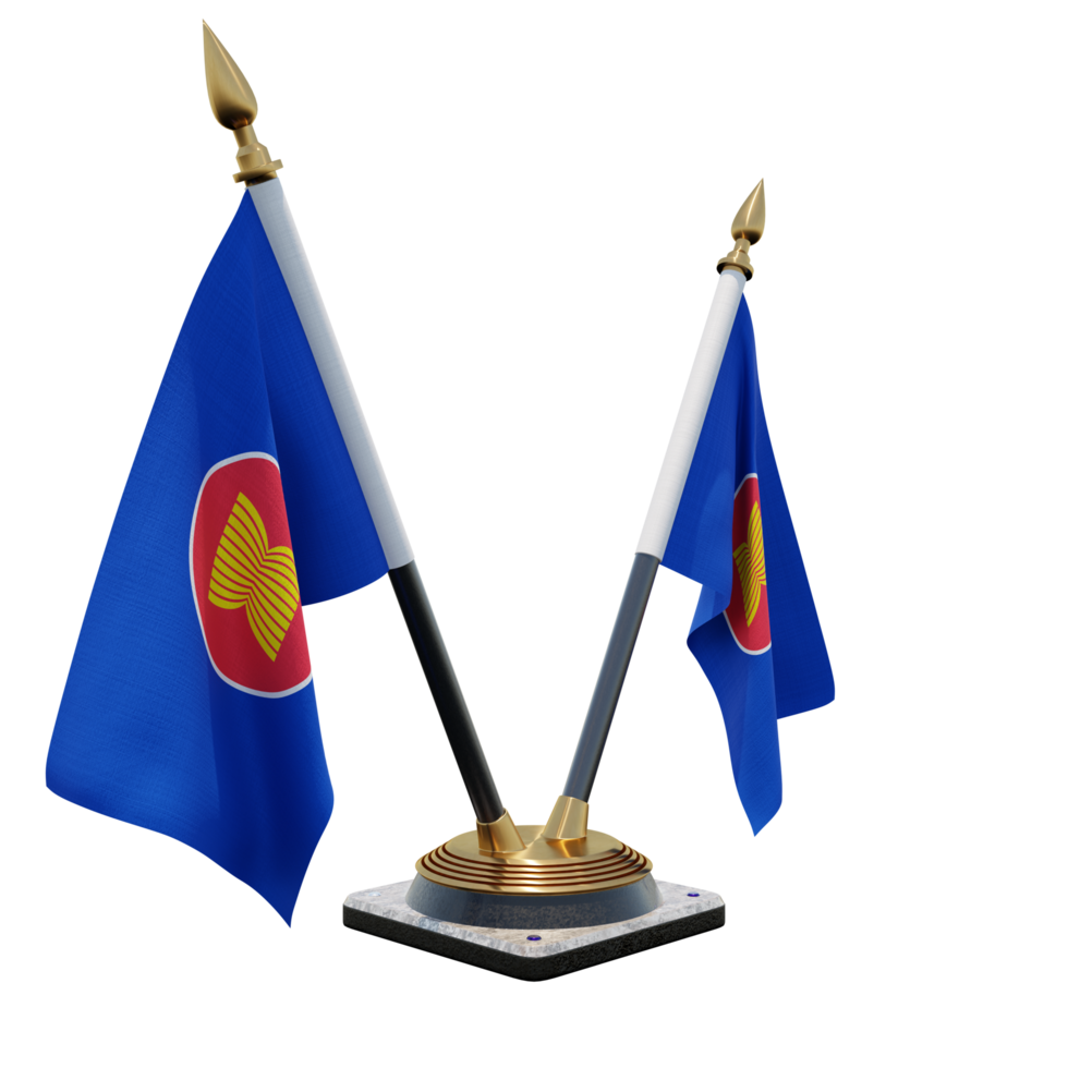 Association of Southeast Asian Nations 3d illustration Double V Desk Flag Stand png