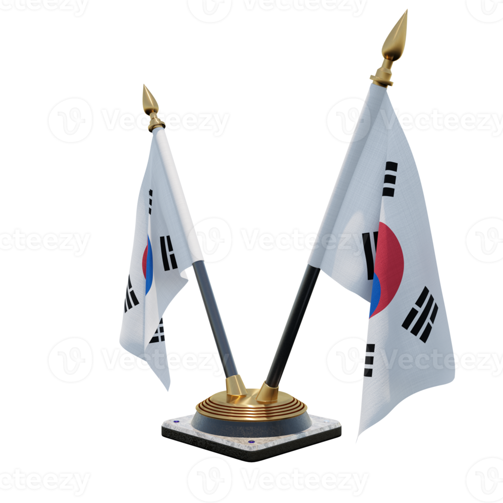 South Korea 3d illustration Double V Desk Flag Stand png