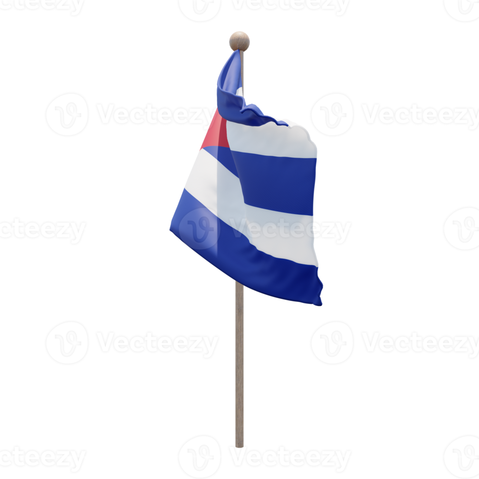 bandeira de ilustração 3d de cuba no poste. mastro de madeira png
