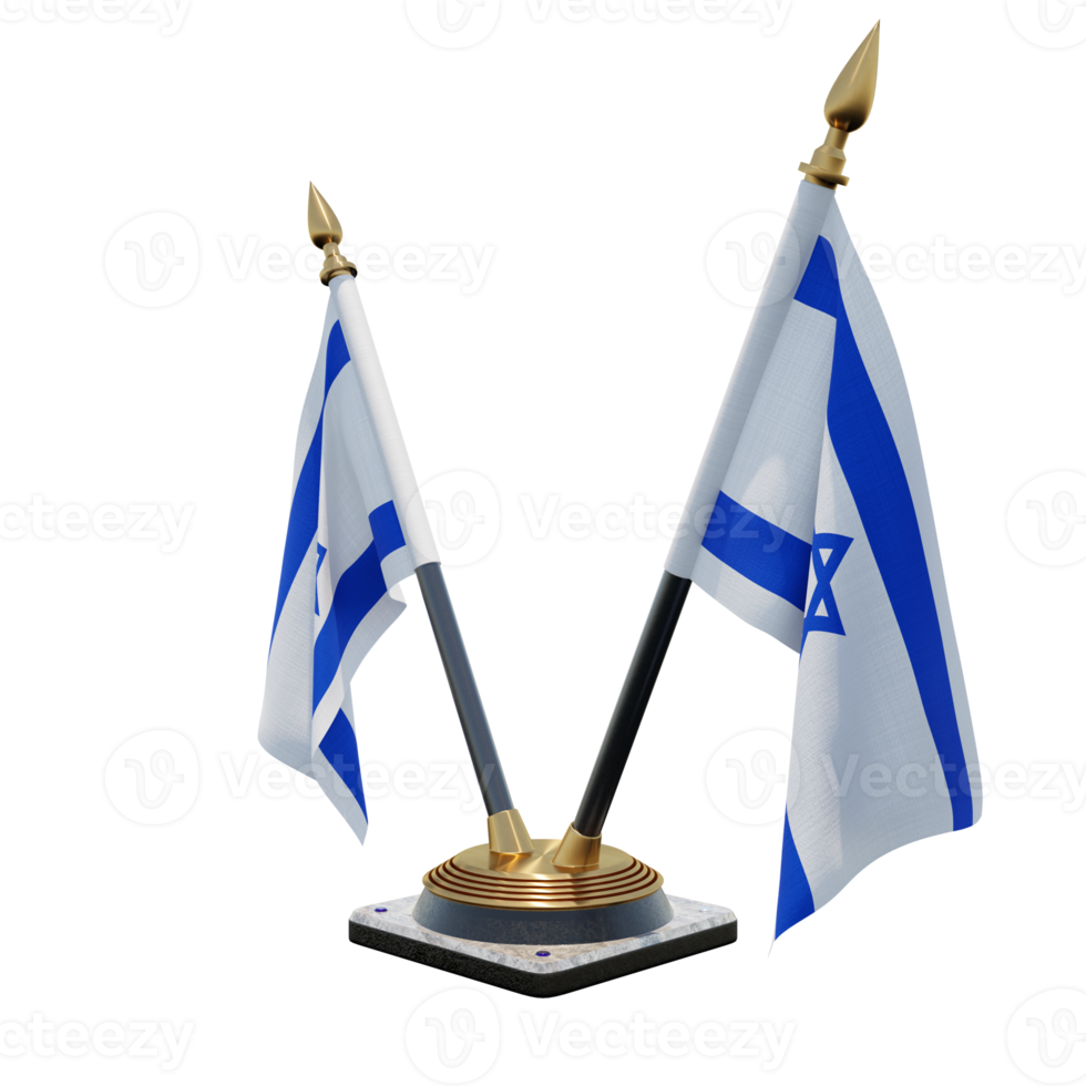 Israel 3d illustration Double V Desk Flag Stand png