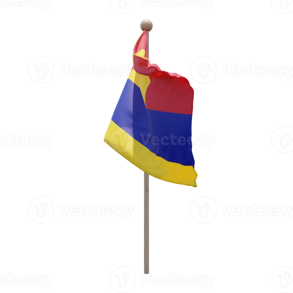 Palmyra Atoll 3d illustration flag on pole. Wood flagpole png