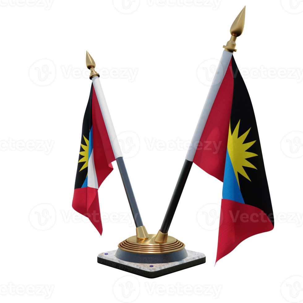 soporte de bandera de escritorio doble v de ilustración 3d de antigua y barbuda png
