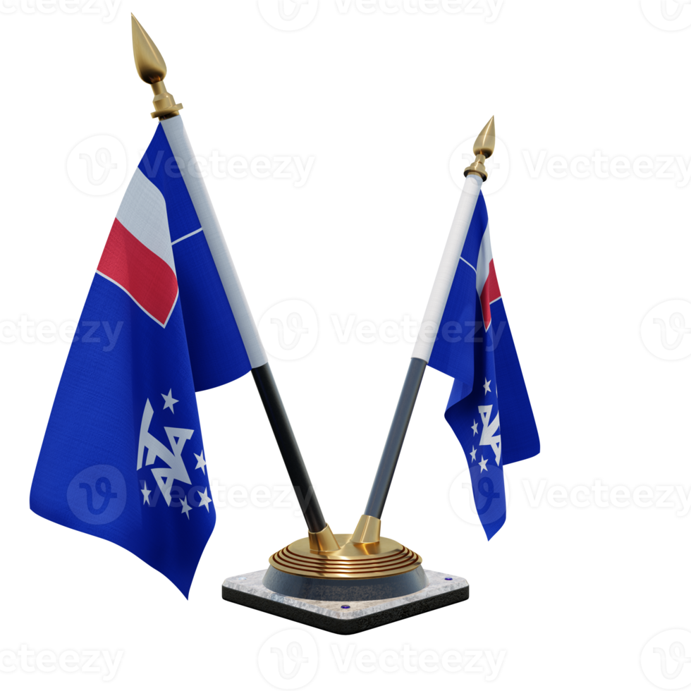French Southern and Antarctic Lands 3d illustration Double V Desk Flag Stand png