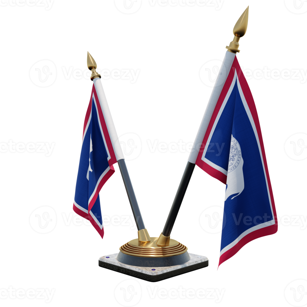 Wyoming 3d illustration Double V Desk Flag Stand png