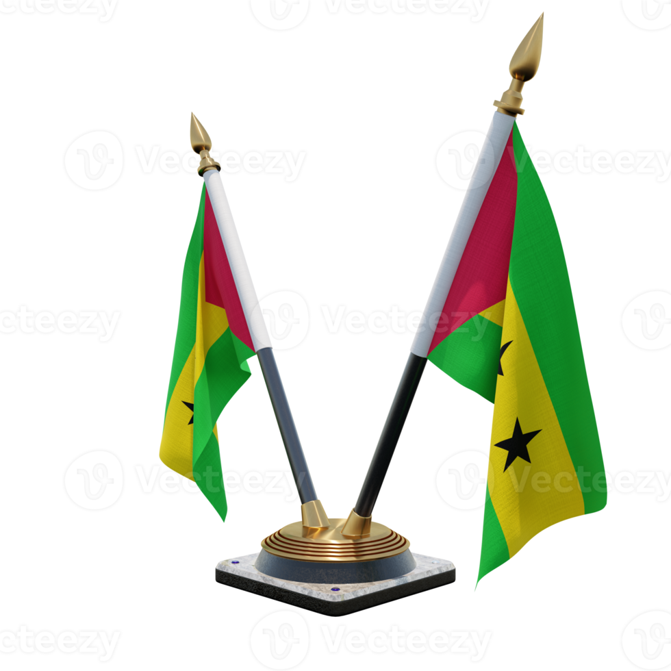 Sao Tome and Principe 3d illustration Double V Desk Flag Stand png