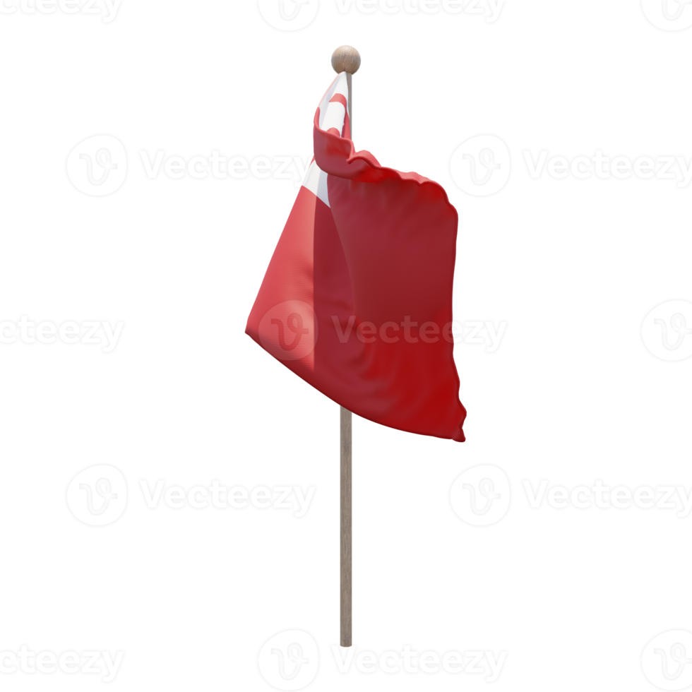 Tonga 3d illustration flag on pole. Wood flagpole png