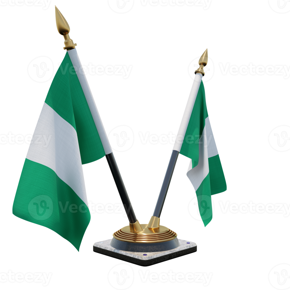 soporte de bandera de escritorio doble v de ilustración 3d de nigeria png