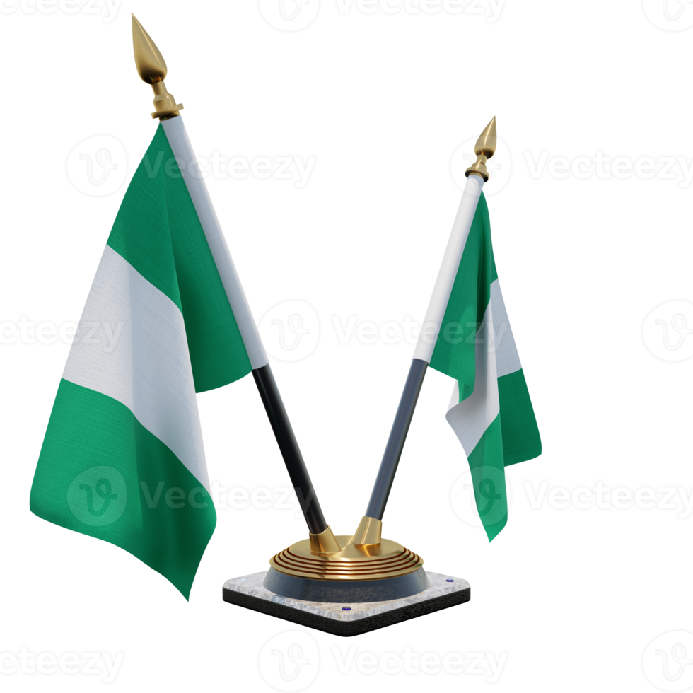 Nigeria 3d illustration Double V Desk Flag Stand png