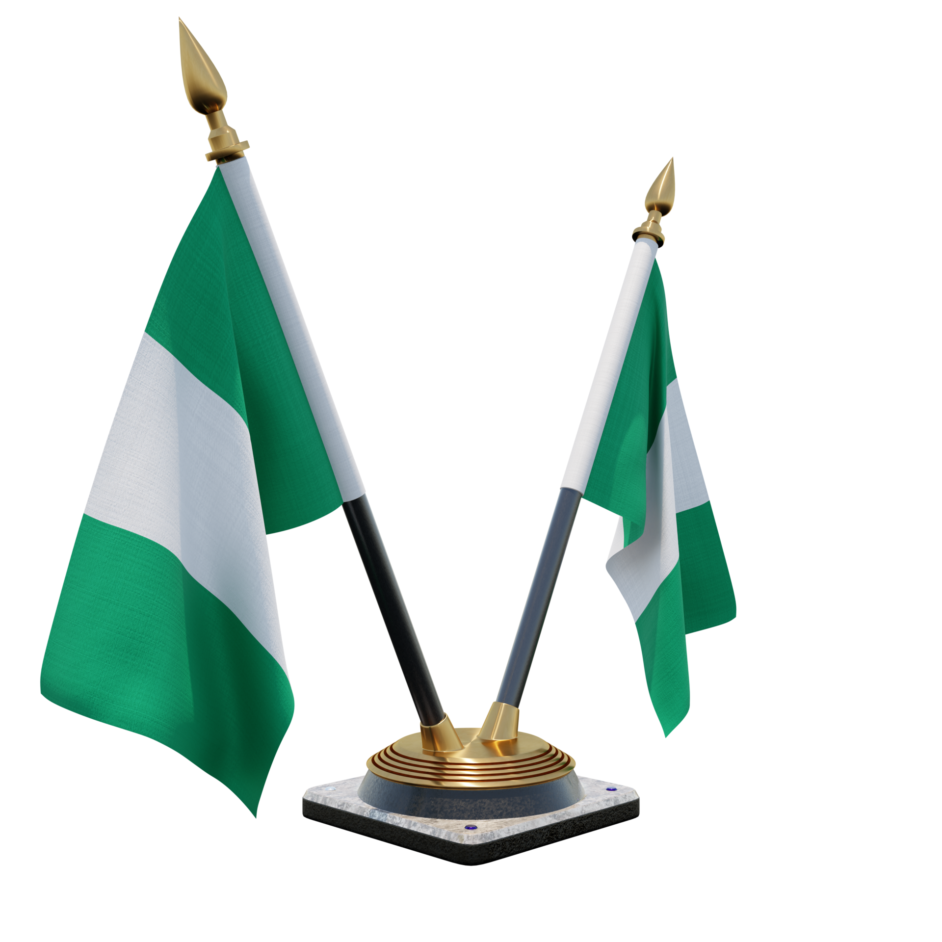 Free Nigeria 3d illustration Double V Desk Flag Stand 11236878 PNG with