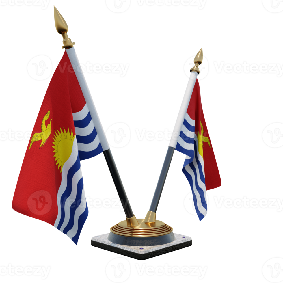 Kiribati 3d illustration Double V Desk Flag Stand png