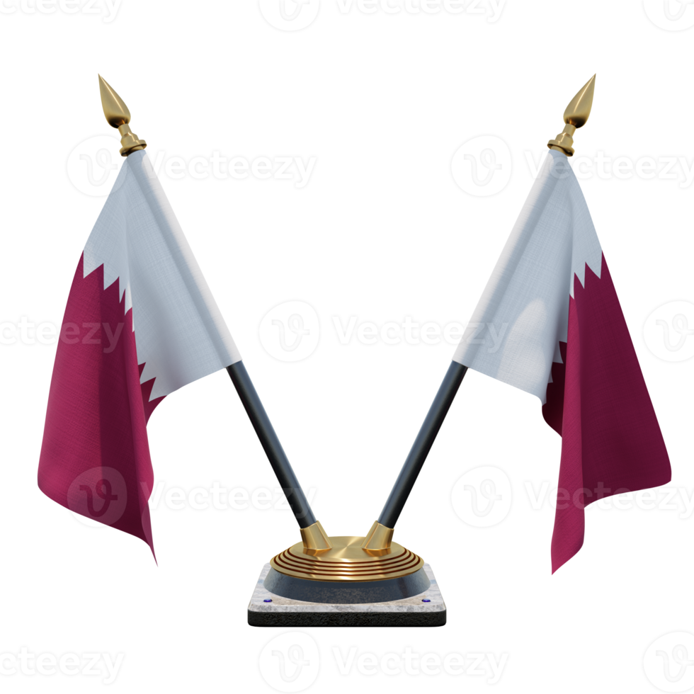 Qatar 3d illustration Double V Desk Flag Stand png
