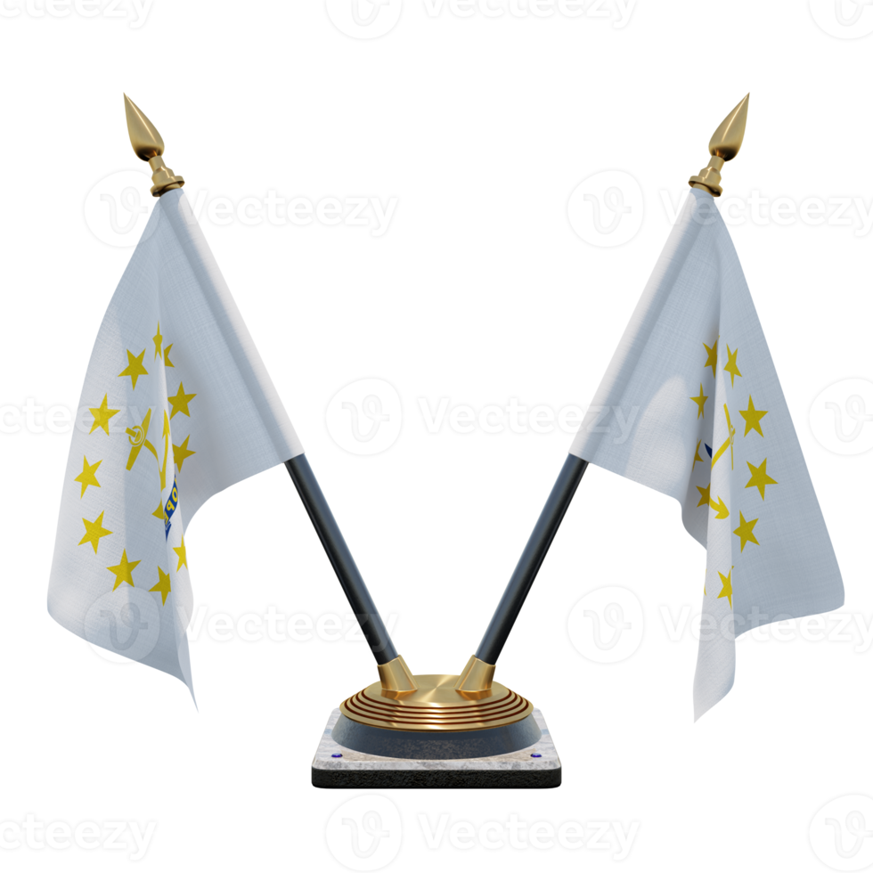 Rhode Island 3d illustration Double V Desk Flag Stand png