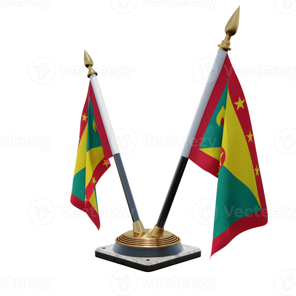 Grenada 3d illustration Double V Desk Flag Stand png