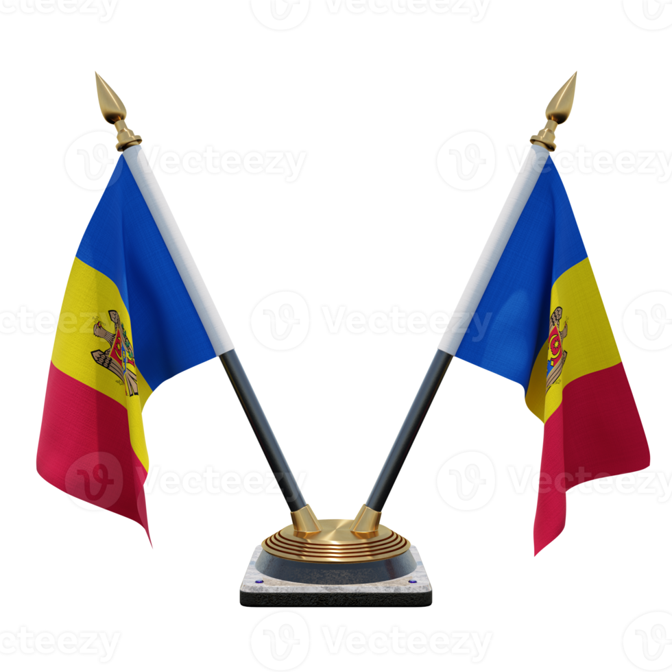 Moldavië 3d illustratie dubbele v bureau vlag staan png