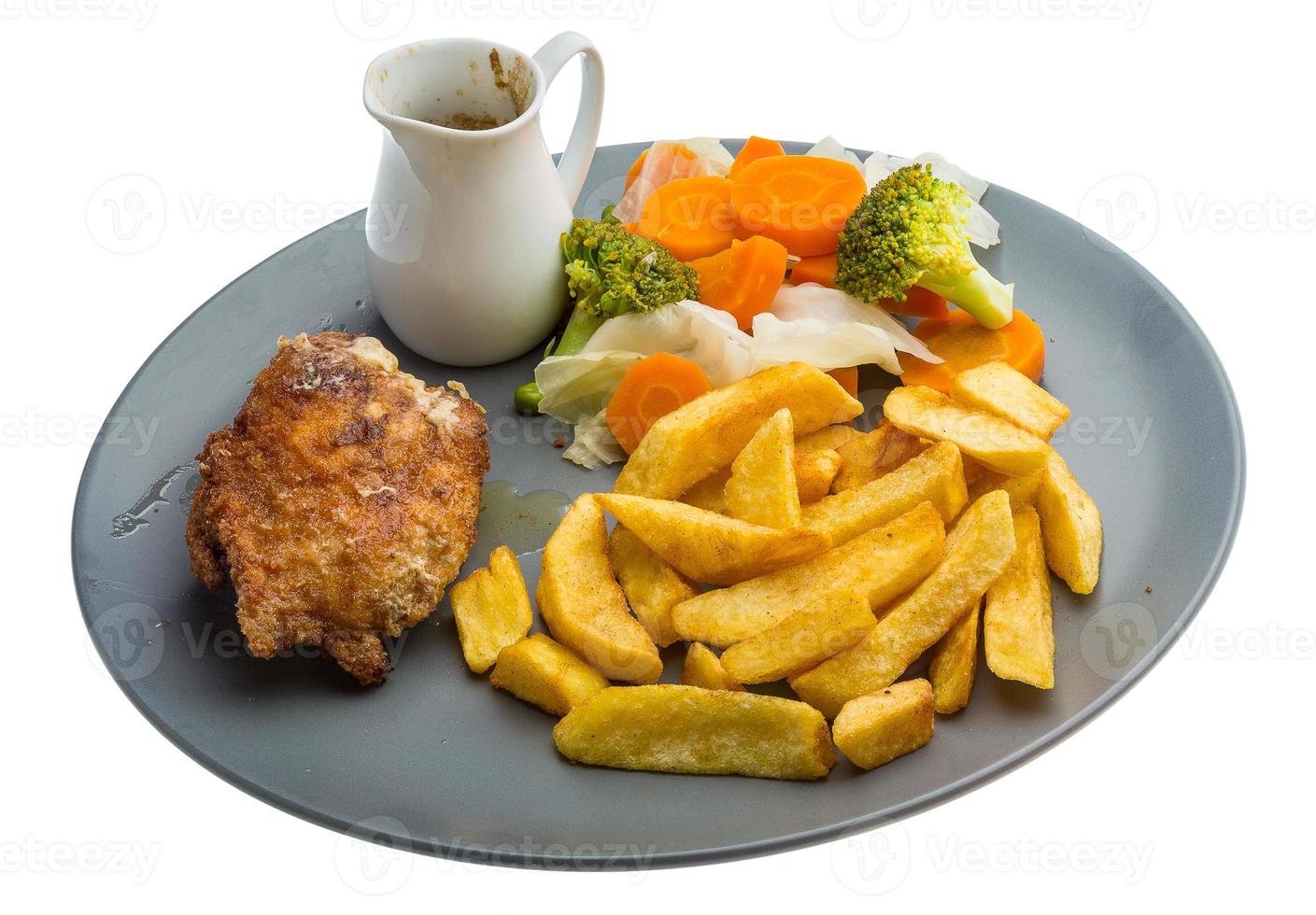 Cordon bleu on the plate and white background photo