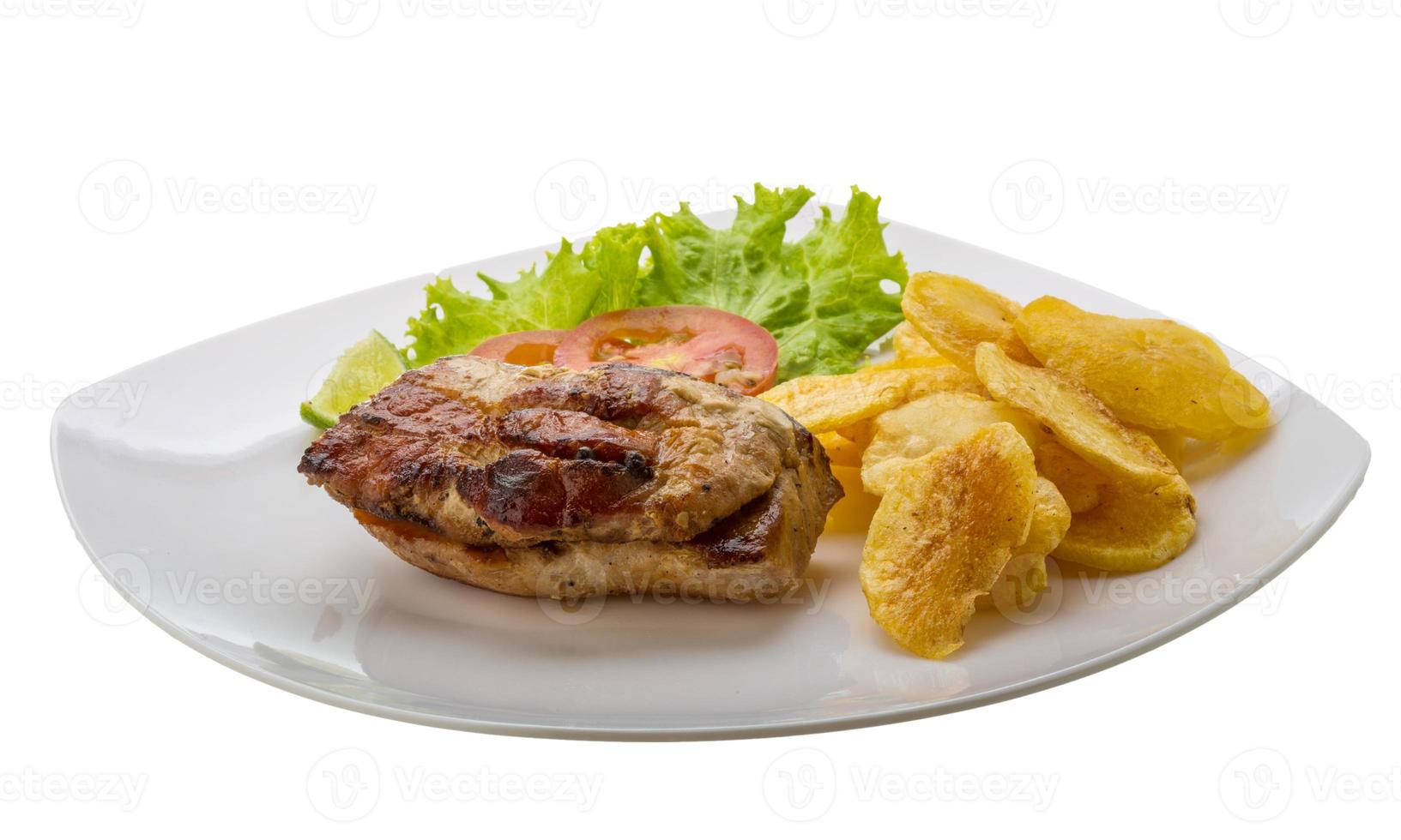 Grilled pork with potato photo