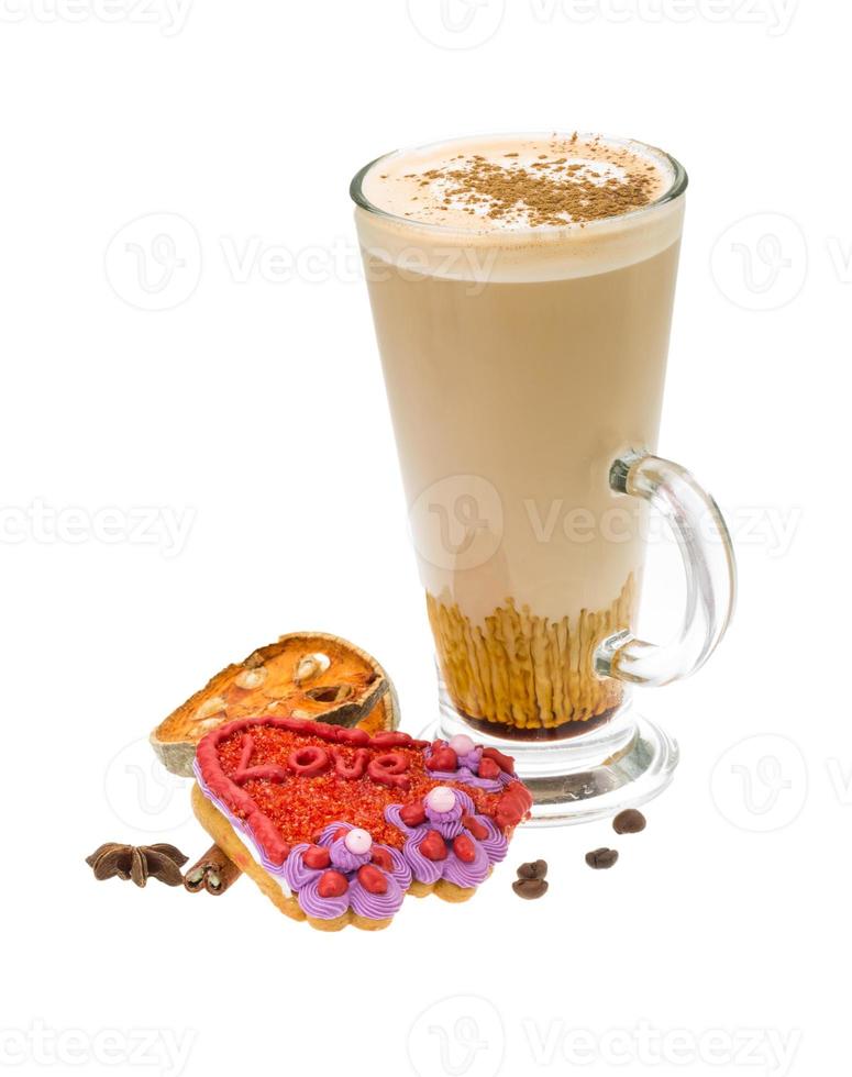 Coffee with valentine pastry photo