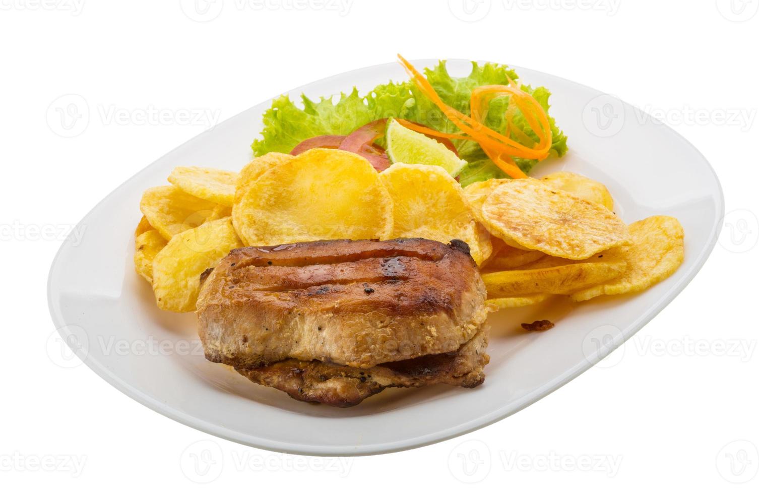 Grilled pork with potato photo