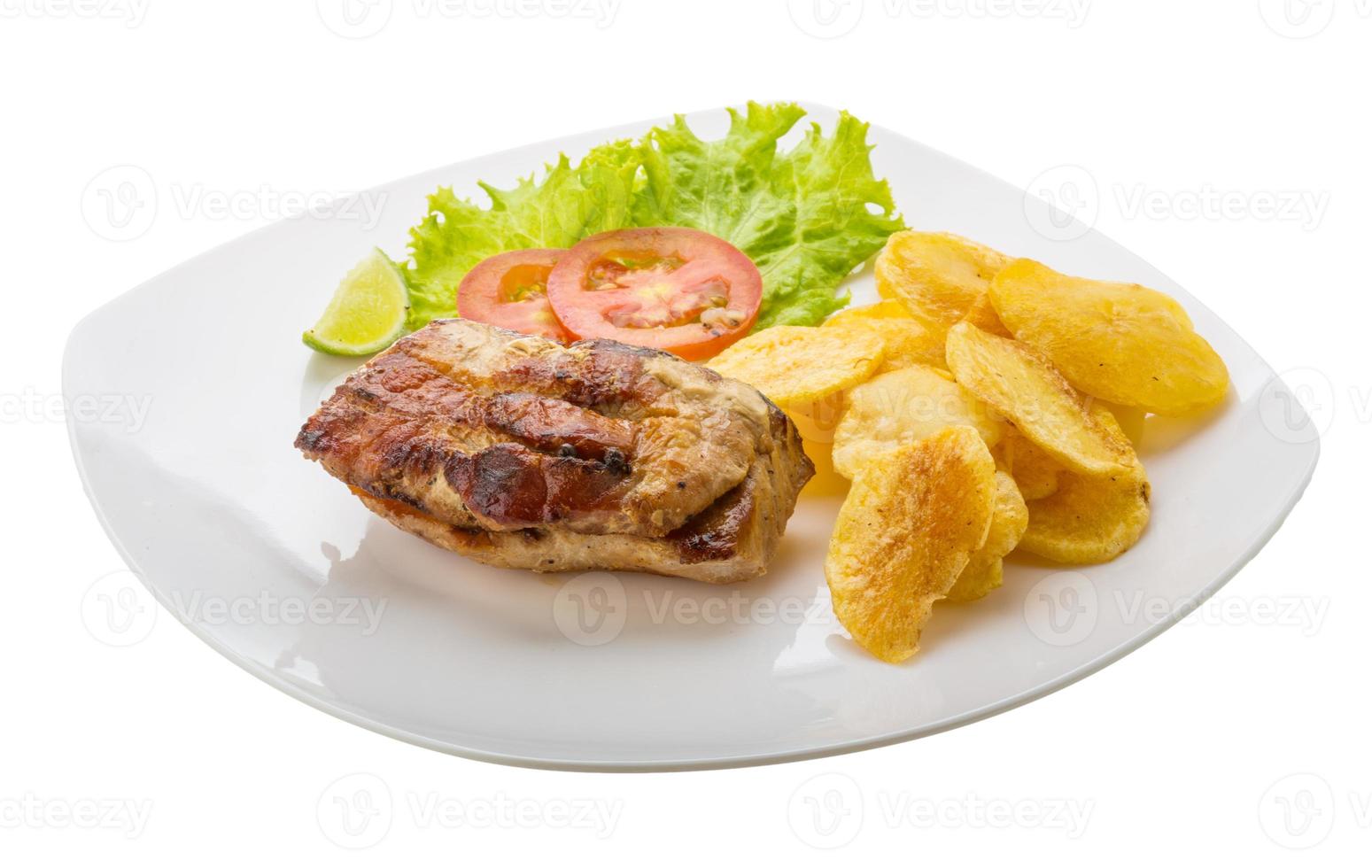 Grilled pork with potato photo