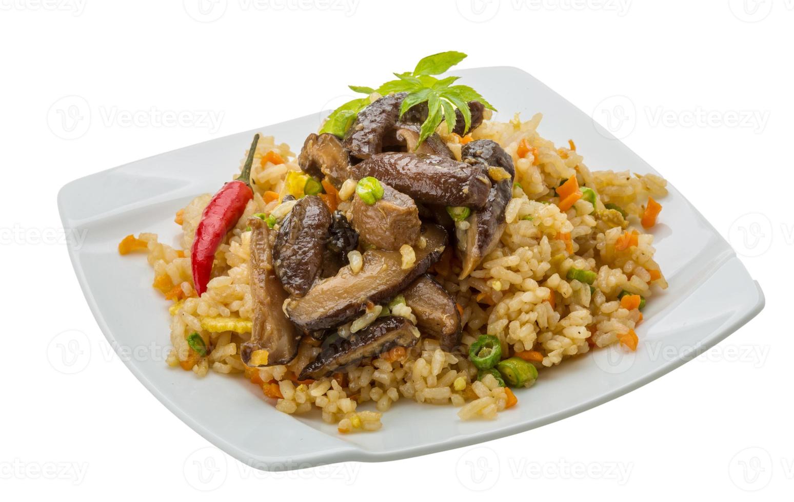 Fried rice with mushrooms photo