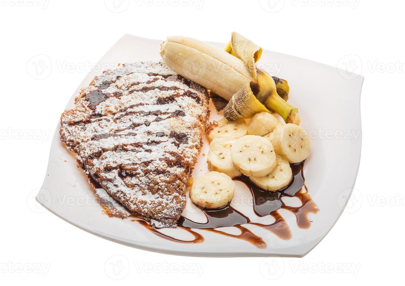 Banana pastry on the plate and white background 11242767 Stock Photo at