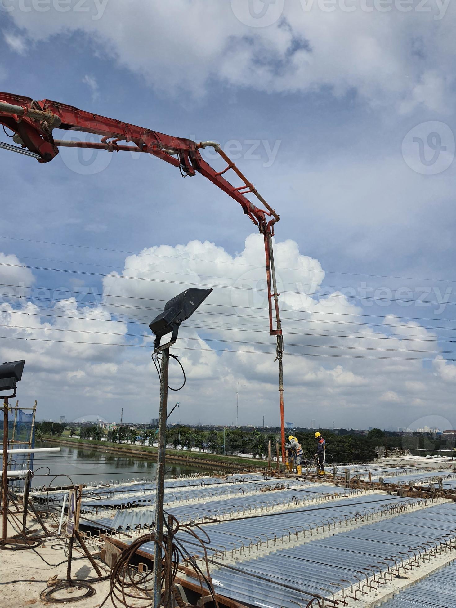 This is a process of casting concrete using a concrete pump to reach casting locations that are