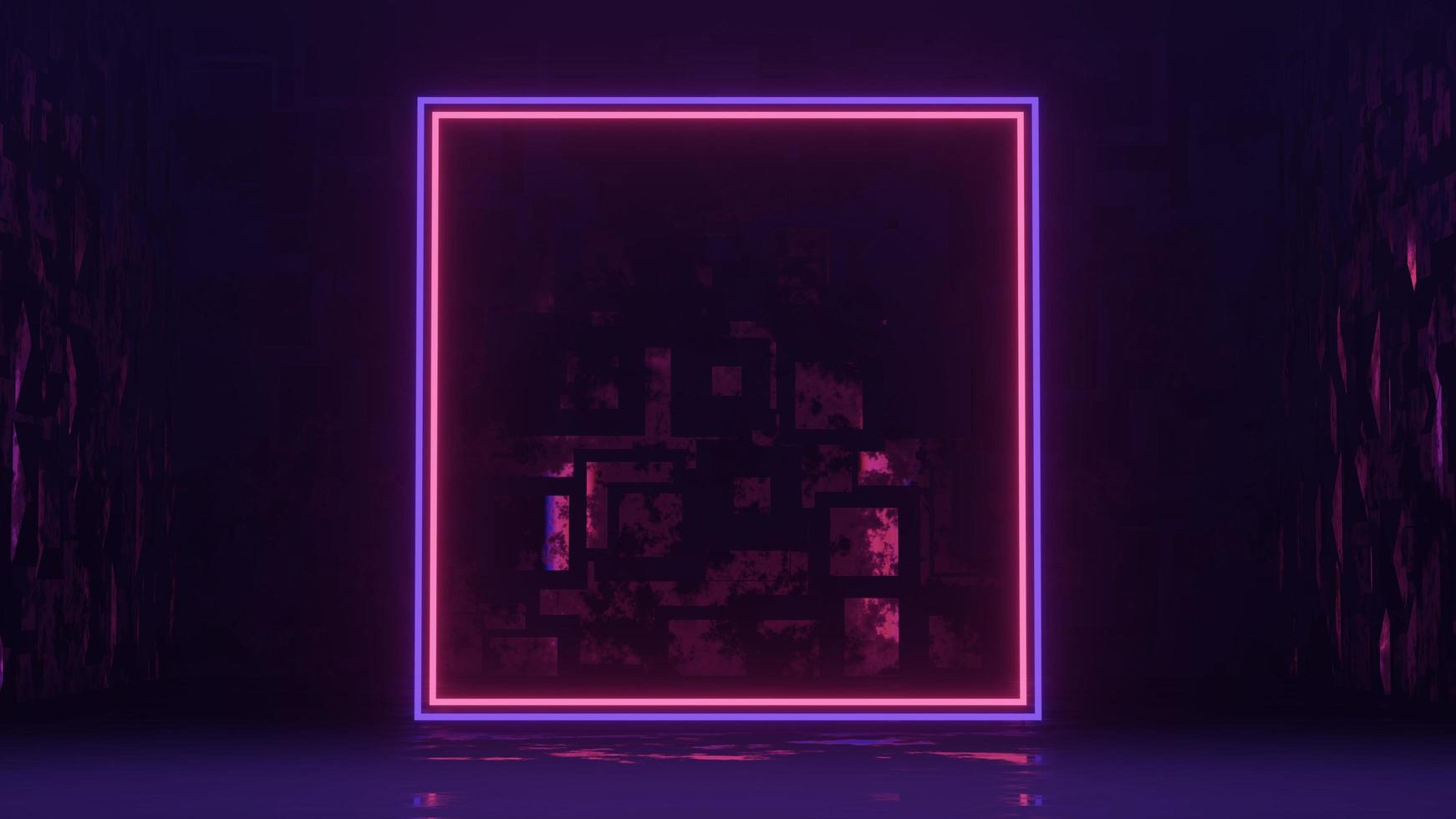 Abstract colorful neon glowing light background. Speed light illuminated. Florescent on the dark scene. Curvy moving line shape. 3D render. photo