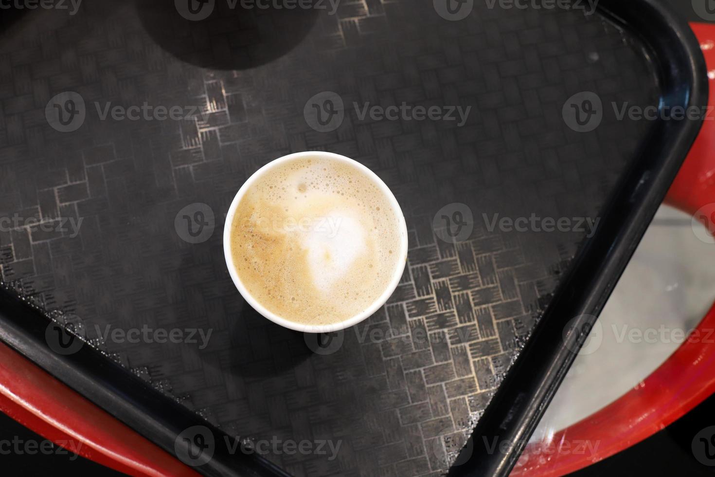 Hot coffee on the table in a restaurant. photo
