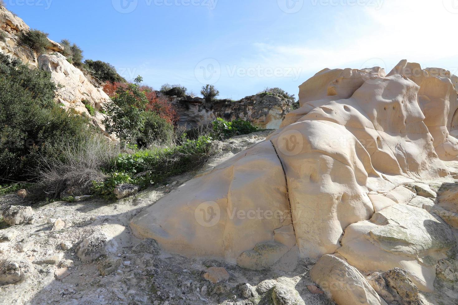 Rocks and cliffs in the mountains in northern Israel. photo