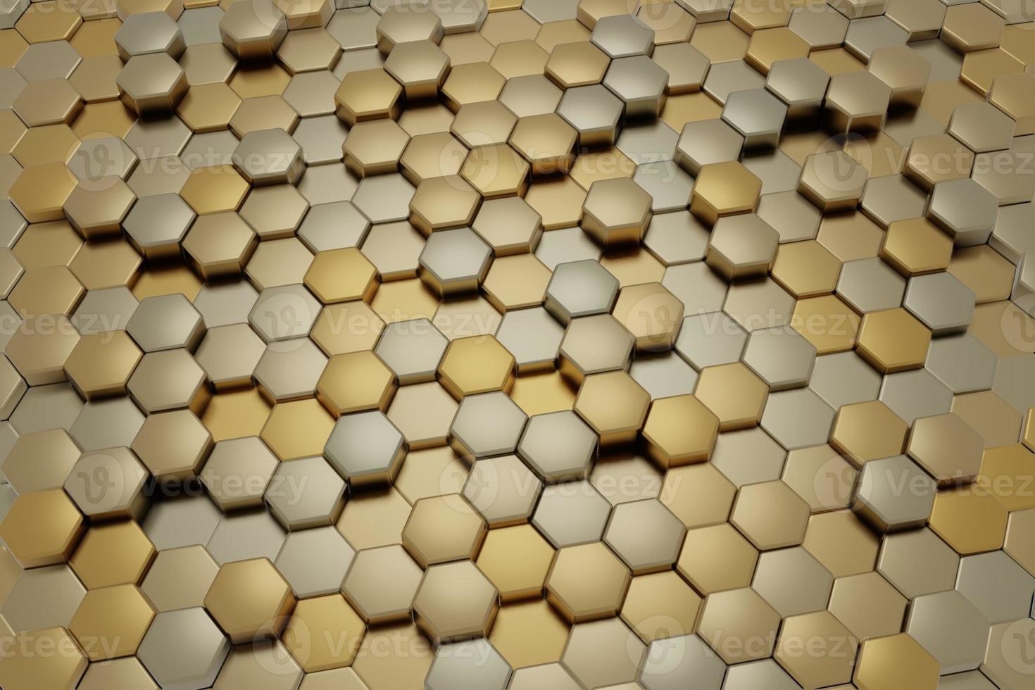 Gold and Silver Abstract Technology Hexagonal Background photo