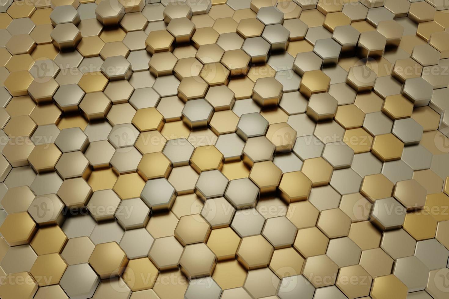 fondo hexagonal de tecnología abstracta de oro y plata foto