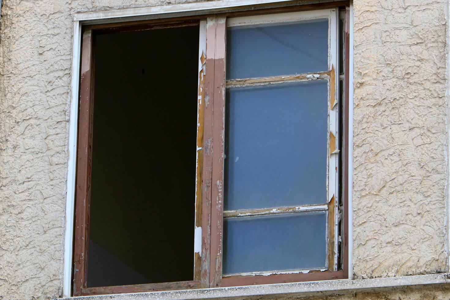 Haifa Israel May 19, 2019. Small window on the facade of a residential building. photo