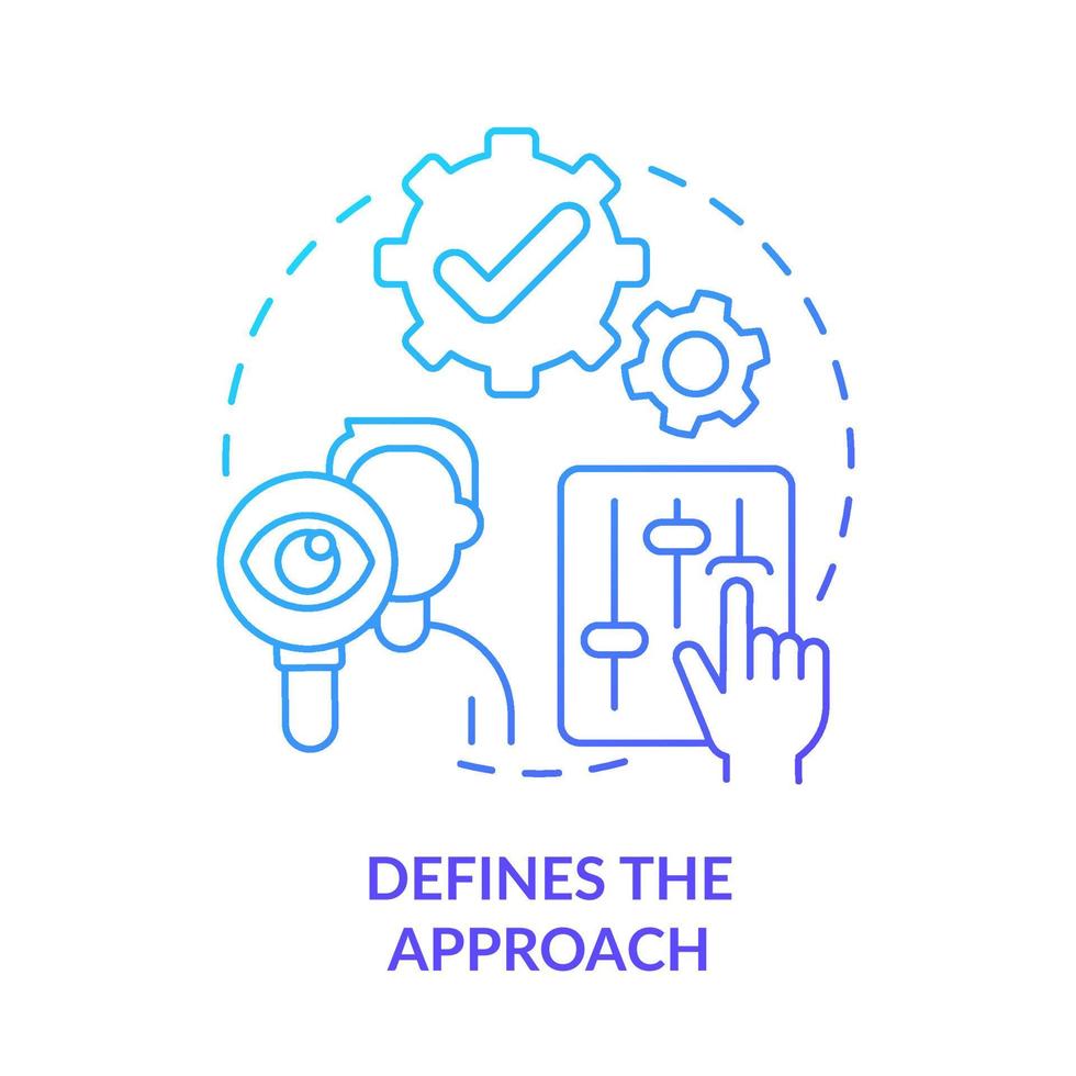 Defines approach blue gradient concept icon. Project strategy. Stakeholder management plan abstract idea thin line illustration. Isolated outline drawing. vector