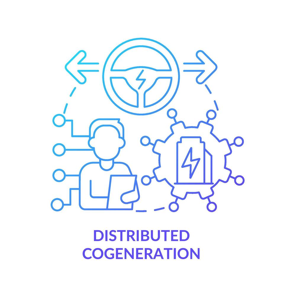 Distributed cogeneration blue gradient concept icon. Successful energy management abstract idea thin line illustration. Perform analysis. Isolated outline drawing. vector