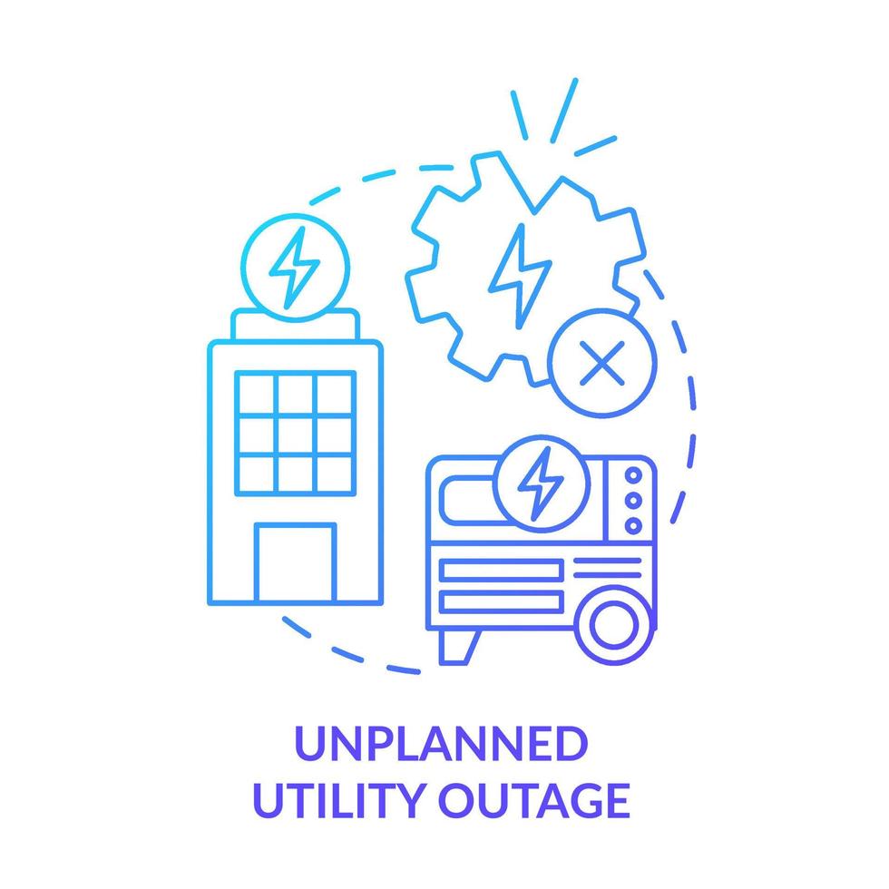 Unplanned utility outage blue gradient concept icon. Energy management abstract idea thin line illustration. Power generation system. Isolated outline drawing. vector