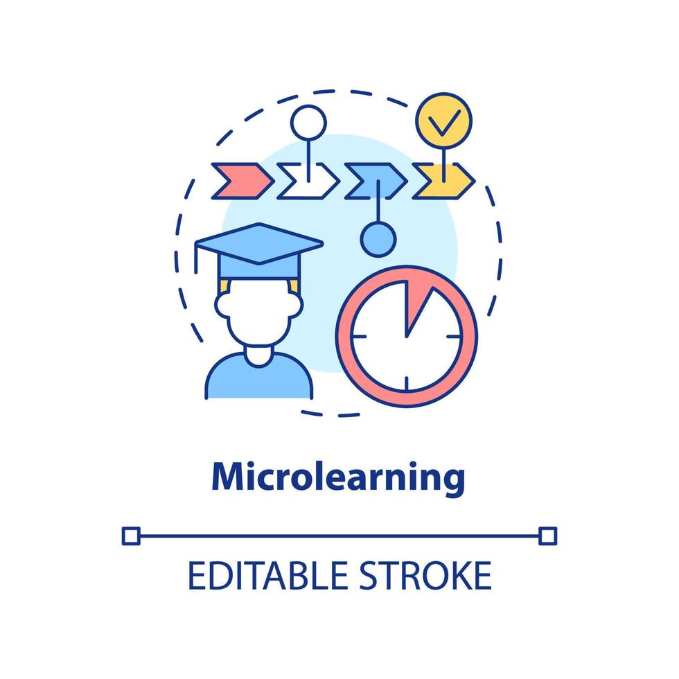 Microlearning concept icon. New skill you can learn abstract idea thin line illustration. Learn small pieces of content. Isolated outline drawing. Editable stroke. vector