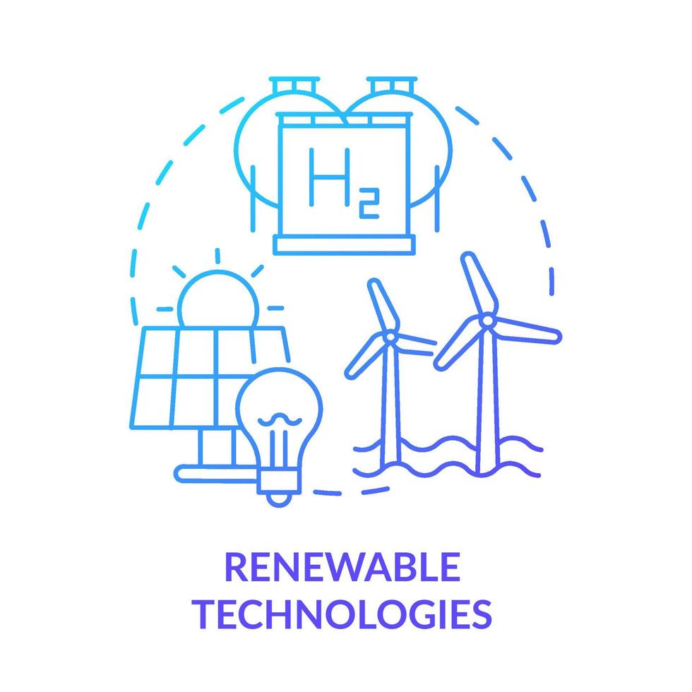 Renewable technologies blue gradient concept icon. Efficient energy planning abstract idea thin line illustration. Sustainable sources. Isolated outline drawing. vector