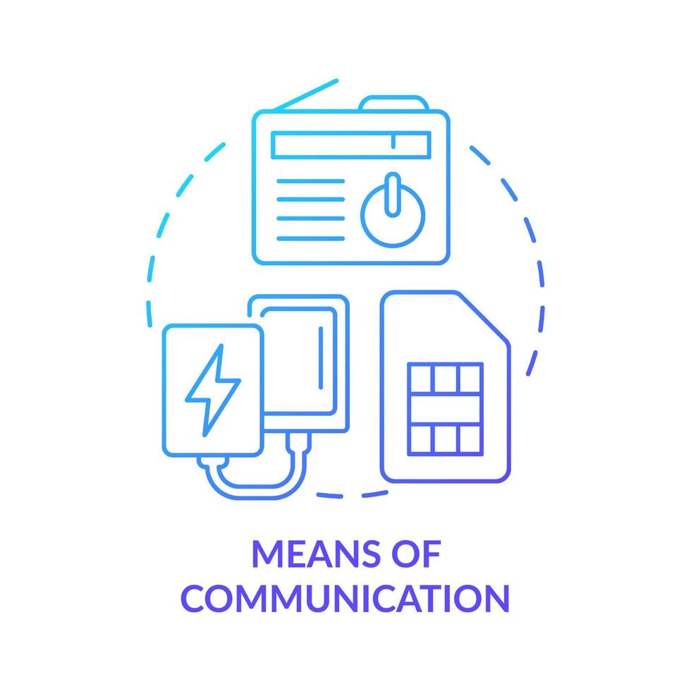 medios de comunicación icono de concepto de gradiente azul. cosa para almacenar para sobrevivir. bolsa de emergencia idea abstracta ilustración de línea delgada. dibujo de contorno aislado. vector